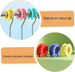 10 stuks - Bevestigingsgesp voor waslijn - winddicht - haak voor drogen met siliconen - antislip drooglijn - gemengde kleur — thumbnail 3