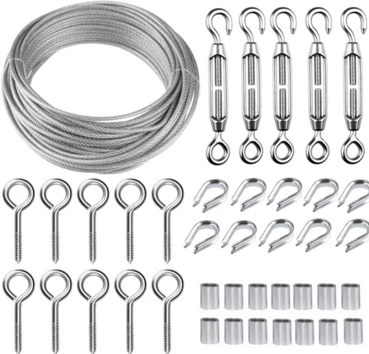 Roestvrijstalen Draadset – 30M×2mm, met M5-spanner, voor planten — afbeelding 1