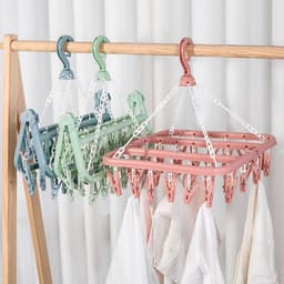 2 Stuks Draagbare Waslijn met 32 Knijpers - Kledinghanger voor Sokken, Ondergoed en Babykleding - Ideaal voor Reizen, Camping en Caravan — thumbnail 4