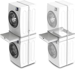 2-in-1 Wasmachine en Droger Houder met Uittrekbaar Rek en Opbergruimte — thumbnail 2