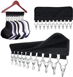 2 stuks - Organizer voor baseballpetten - Hoedenorganizer - Geschikt voor hangers en kledingkastdisplays - 10 hoedenclips - Kan baseballpetten, wintermutsen, handschoenen, kleding en sokken ophangen - Zwart — thumbnail 2