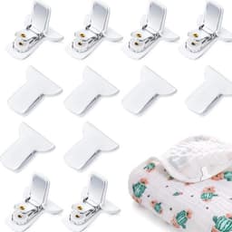 12 stuks Dekbedpinnen - Bed Sheet Holders - Quilt Clips - Dekbedovertrek Clips - Attachment Comforter - Quilt Fixing Clips - Om rommelige lakens te organiseren - Wit - Metaal — thumbnail 1