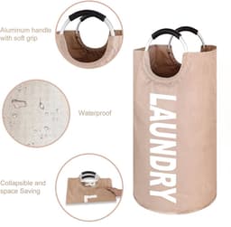 Opvouwbare wasmand - 82 liter inhoud - Wasverzamelaar met handvat - Oxford stoffen wasmand - Waterdichte waszak - Wasmand - Draagbare wassorteerder - Opbergcontainer - Flessenverzamelaar-Roze — thumbnail 5