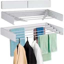 Livista Opvouwbaar Wanddroogrek – 100x50x10.5 cm – Aluminium – Stevig en Ruimtebesparend – Voor Binnen & Buiten – Wit — thumbnail 1