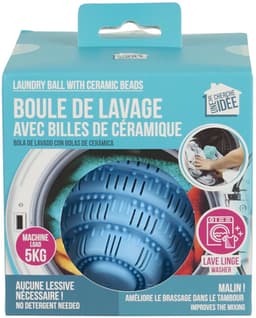 Home Deco Factory Wasmachinebol - met keramische kralen - D10 cm - blauw - wassen zonder wasmiddel — thumbnail 5