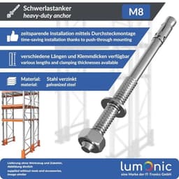 Zwaarlastanker M8 x 150 Verzinkt voor Metaalanwerkingen en Montage — thumbnail 4