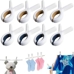 8 stuks handdoekklemmen - kledingklemmen - winddichte clips voor lakens - droogklemmen voor dekbedden - handdoekklemmen voor ligstoelen - gebruikt om kleding, handdoeken, dekens, poppen en sokken vast te klemmen (9,5*6,5 cm - blauw, bruin) — thumbnail 1