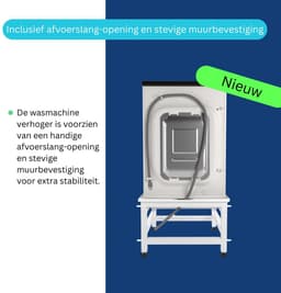 Wasophoogte® Wasmachine verhoger met uittrekbaar plateau - Wasmachine opbouwmeubel - Wasmachine sokkel - 42cm hoog - Wit - Universeel - 65*60,5 (LxB) - Inclusief wandbeugels — thumbnail 2