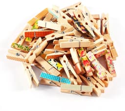 50 Stuks Mini Schattige Beschilderde Houten Clips voor Foto’s, Papieren, Kleding en Knutselprojecten 3,5x0,7cm — thumbnail 3