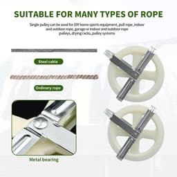 Waslijn Katrol 12,7 cm - Nylon Wiel met Aluminium As - Weerbestendig, Voor Buiten Droog Koord - Set van 2 Stuks — thumbnail 2