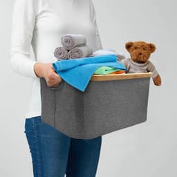 Opvouwbare wasmand - 35 liter - Zwart - 45×30×24 cm — thumbnail 3