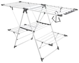 Storage Solutions Droogrek - zilverkleurig - metaal - 156 x 61 x 96 cm - staand en inklapbaar - Was ophangen — thumbnail 1