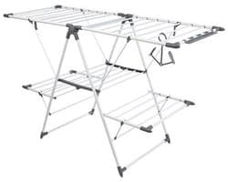 Storage Solutions Droogrek - zilverkleurig - metaal - 156 x 61 x 96 cm - staand en inklapbaar - Was ophangen