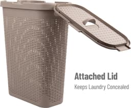 Slanke wasmand met 40 liter capaciteit en handgrepen - Geventileerd en scharnierend deksel — thumbnail 5
