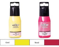 Artdeco 3D Dimensionale Verf Set – 2x50 ml – Geel & Rood – Geschikt voor Stof, Glas, Keramiek, Karton, Metaal, Papier & Steen – 3D Liner Textuur- en Reliëfschilderen Dimensional Paint