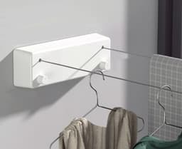 Waslijn uittrekbaar - 4.2 m waslijn/ uittrekbaar/ wanddroger/ roestvrij stalen kabel - droogapparaat voor zwarte waslijn voor wasgoed/balkon/ slaapkamer en woning - Wit — thumbnail 1