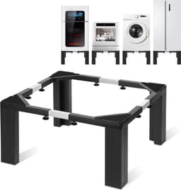 Wasmachine verhoger - Verstelbaar - Wasmachine opbouwmeubel - Roestvrij staal - Zwart + Zilver — thumbnail 1
