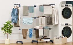 La'Moussawi ® Ruimtebesparend Uittrekbaar Droogrek voor Grote Gezinnen met 6 Vouwbare Vleugels op 3 Niveaus — thumbnail 5