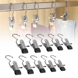 La'Moussawi ® Handige Set van 10 Roterende Kledingklemmen van Roestvrij Staal voor Veilige Organisatie — thumbnail 1