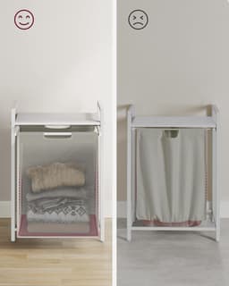 Wassorteerder - 65L - Metaal - Wit - Wasmanden - Wassorteerder met Plank - 50 x 33 x 72 cm — thumbnail 3