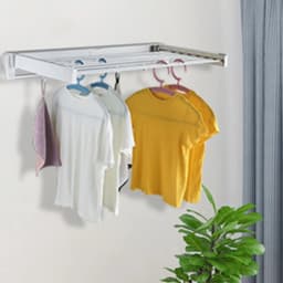 FIBILA Opvouwbaar Kledingrek - Wanddroogrek- Wasrek - Droogrekken- Kleding Organizer - 7 Droogstaven - Ruimte Aluminium & ABS - Onzichtbaar Vouwbaar Design - Ruimtebesparend & Multifunctioneel - Voor Slaapkamer, Badkamer & Balkon — thumbnail 2