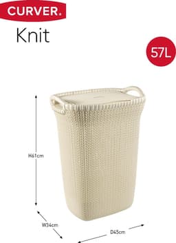 Curver Knit Wasmand met deksel 57L + Wasmand 40L - Gebroken wit — thumbnail 2