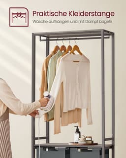 Wassorteerder - Wasmand - 2-delige wasmand met 2 planken - Was Sorteerder uittrekbare en uitneembare voeringen - kledingrek - 2 x 46 l - Grijs en zwart - 73 x 33 x 179 cm — thumbnail 4