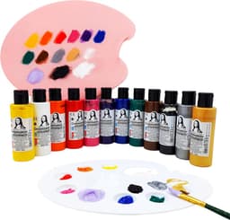 Textielverf Set van 12 levendige kleuren, elk 60 ml. Wasbare textielverf 10 kleuren + 2 metallic kleuren (goud en zilver) Machinewasbare textielverf 12 x 60 ml T-shirtkleuren — thumbnail 5