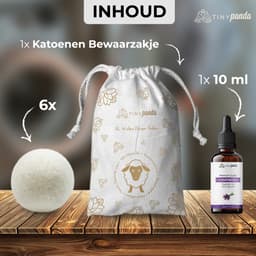 Tiny Panda - Wasbollen - Droger Ballen XL 6 stuks inclusief lavendelolie – Zero waste Dryer Balls - Duurzaam – Wasverzachter – Herbruikbare Drogerballen – Droogt de was sneller — thumbnail 2