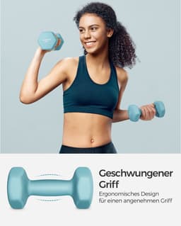 Dumbbell set van 2 - 2x2 kg - totaal 4 kg - turquoise met neopreen coating — thumbnail 2