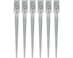 vidaXL - Grondpinnen - 6 - st - 7x7x75 - cm - gegalvaniseerd - staal - zilverkleurig