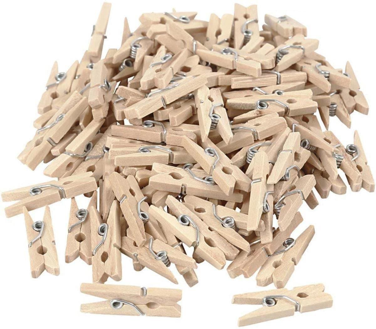 Wasknijpers hout - Mini knijpers - Foto clips - Blank hout - 100 stuks - Able & Borret — afbeelding 1