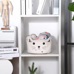 Geweven Kat-opbergmand met Oren - Decoratieve Organizer voor Speelgoed en Accessoires - Katoenen Touw - Ideale Cadeau voor Huisdieren en Kinderen - Compacte Maat 21 x 12 cm — thumbnail 2