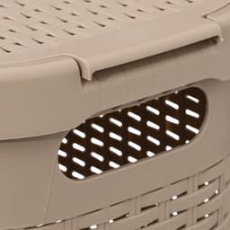 5Five Smalle Wasmand met deksel Rotan - 2x - beige - gevlochten kunststof - 40 liter - 26 x 46 x 60 cm — thumbnail 2