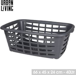 5Five Kunststof wasmand - grijs - 40 liter - 66 x 45 x 24 cm - manden voor wasgoed — thumbnail 3