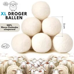 Boncy® Drogerballen - 9 Stuks Droogballen voor Wasdrogers - 100% Nieuw Zeelandse Schapenwol Wasdrogerballen - Energiebesparend & Duurzaam Cadeau - Wasballen voor Wasdroger Droogtrommel - Dryer Balls Wol Droger Ballen - Wasbol Wasbollen - Wit — thumbnail 2