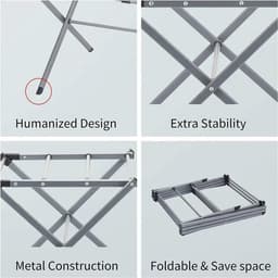 Signature Home Vigo Droogrek - wasrek inklapbaar - 3 Tier - Wasrek uitschuifbare - Metalen - Wasserij Droogrekken - Donker Grijs- 44-76cm — thumbnail 2