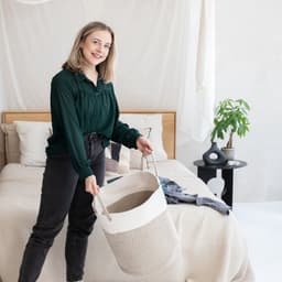 Framehack Wasmand Katoen - Opbergmand 52 ltr - Mand Rond met handvaten - Wasbox Opvouwbaar - Speelgoedmand — thumbnail 5