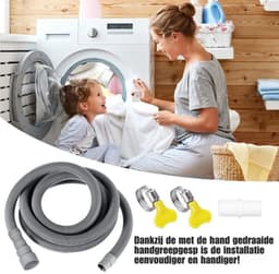 Wasmachine Afvoerslang - 1,5 Meter Verlengset - Flexibele Gegolfde Afvoerslang Voor Vaatwasser & Wasmachine - Eenvoudig te Installeren — thumbnail 4