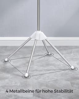 FurnStar Droogrek - Droogmolen met 3 Draaibare Armen - 4 Poten - Voor Binnen - Roestvrij Staal - Voor Maximaal 27 Kledingstukken - 150 cm Hoog - Wit-Zilver LLR510W01 — thumbnail 4