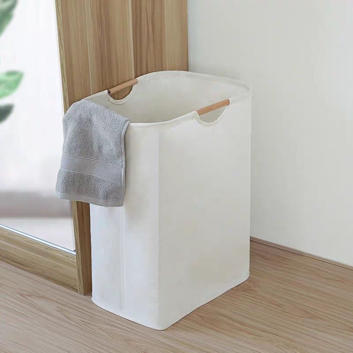 HAUSS SPOLE Wasmand-Inklapbaar Ontwerp - Laundry bag - Wassorteerder - Voor Badkamer & Slaapkamer-40×27×56 cm-Linnen-Beige — afbeelding 1