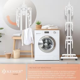 Wasrek-toren met wielen – Ruimtebesparende opvouwbare wasdroger voor binnen en buiten met 4 niveaus en 6 inklapbare niveaus — thumbnail 5