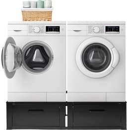 Vonia Wasmachine verhoger - Dubbel - Wasmachine en Droger Verhoger - Wasmachine Verhoger met Lade - Wasmachine kast - Wasmachine ombouw - Zwart — thumbnail 1