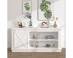 vidaXL - Ophangset - voor - minischuifdeur - 183 - cm - koolstofstaal - wit