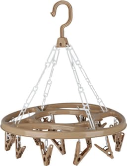 Urban Living Wasgoed droogcarrousel/droogmolen - 2x - 18 clips/knijpers - beige - kunststof - 32 cm — thumbnail 2
