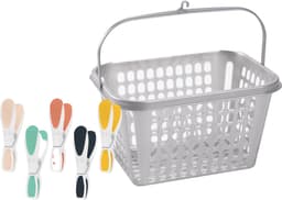 Wasknijper mandje/bakje - zilver - inclusief 36x wasknijpers - kunststof — thumbnail 1
