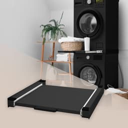 Tussenstuk voor wasmachine en droger – Universeel tussenbouwframe met uittrekbare plank 60x60 cm in zwart ML design — thumbnail 4