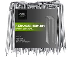 Onkruiddoek haringen 50 stuks - 14 x 3 cm - tuinvlies tent grondankers - onkruidfolie gazonrooster camping — afbeelding 1