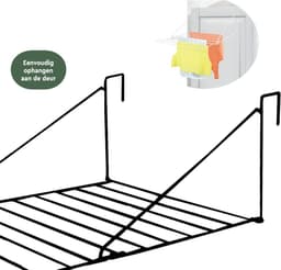BRASQ Droogrek Hangend Zwart - 5 meter - Wasdroger voor Deur en Balkon - Wasrek inklapbaar - Wanddroogrek - ophangbaar droogrek- 53x71x27 cm — thumbnail 4