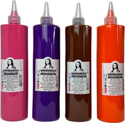 Südor Textielverf set 12 x 500 ml. Wasbestendige textielverf voor lichte stoffen. Wasmachinebestendig, wasbestendig. Fixatie door strijken (Kleuren: wit, zwart, rood, blauw, geel, groen, roze, paars, goud, zilver,oranje,bruin) — thumbnail 2